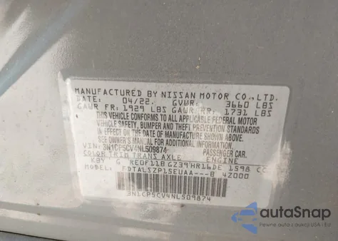 2022 Nissan Kicks Sv Xtronic Cvt из США, поврежденный, VIN 3N1CP5CV4NL509874